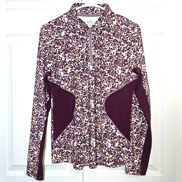 Lady Pinseeker‎ Womens Performance Golf Pullover Jacket Shirt Floral Medium - Picture 1 of 7